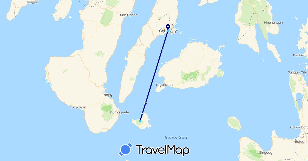 TravelMap itinerary: driving, boat in Philippines (Asia)